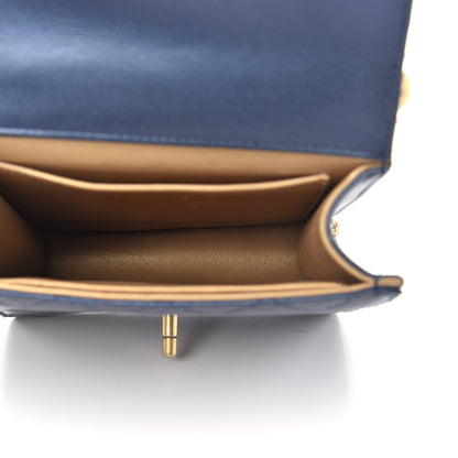 Chanel Iridescent Lambskin Quilted Chic Pearls Flap Navy Blue 5 of 11
