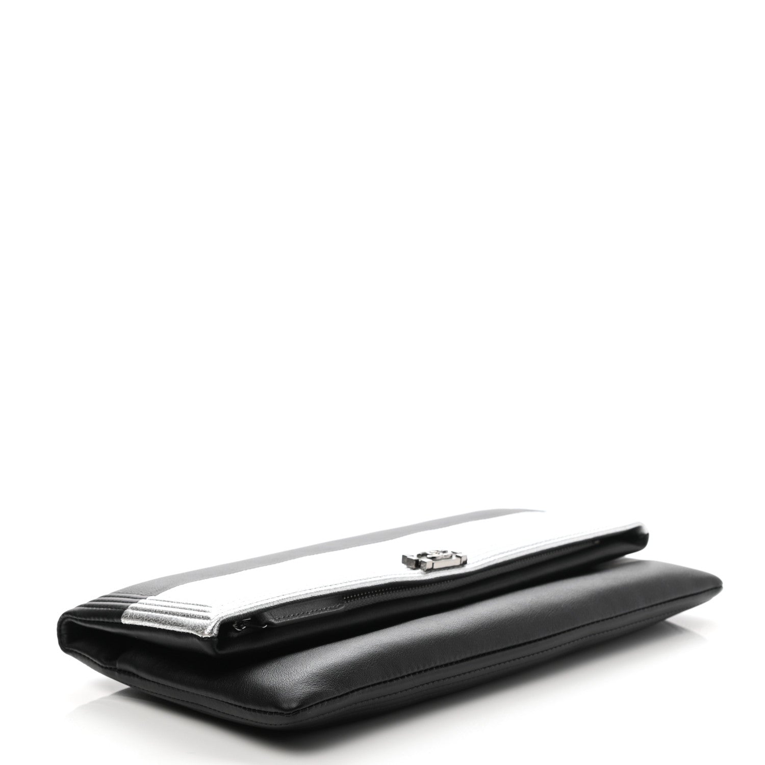 Chanel Metallic Goatskin Beauty CC Boy Clutch Black Silver 4 of 7