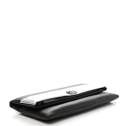 Chanel Metallic Goatskin Beauty CC Boy Clutch Black Silver 4 of 7
