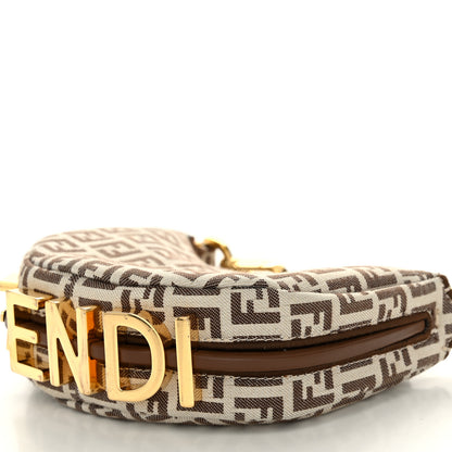 Fendi Fabric Jacquard FF 1974 Nano Fendigraphy Hobo Charm Beige 9 of 11