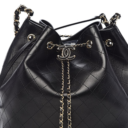 Chanel Calfskin Stitched Drawstring Bag Black 10 of 10