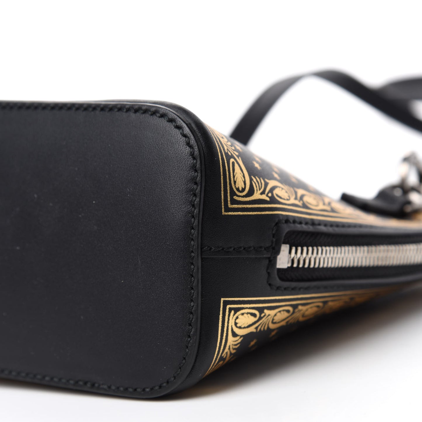 X SEGA Calfskin GUCCY Stars Mini Dome Shoulder Bag Black Gold