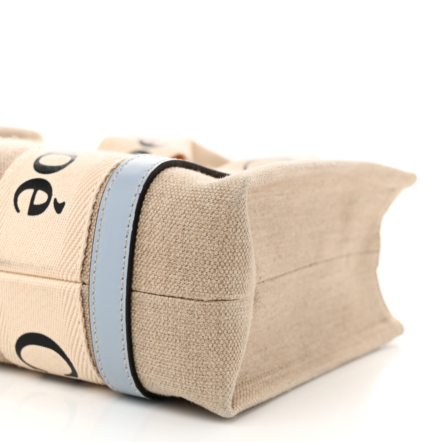 Chloe Cotton Calfskin Small Woody Ribbon Tote With Strap Light Blue 10 of 12