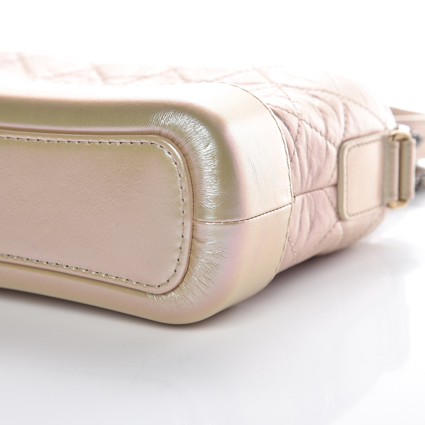 Iridescent Aged Calfskin Quilted Small Gabrielle Hobo Light Pink