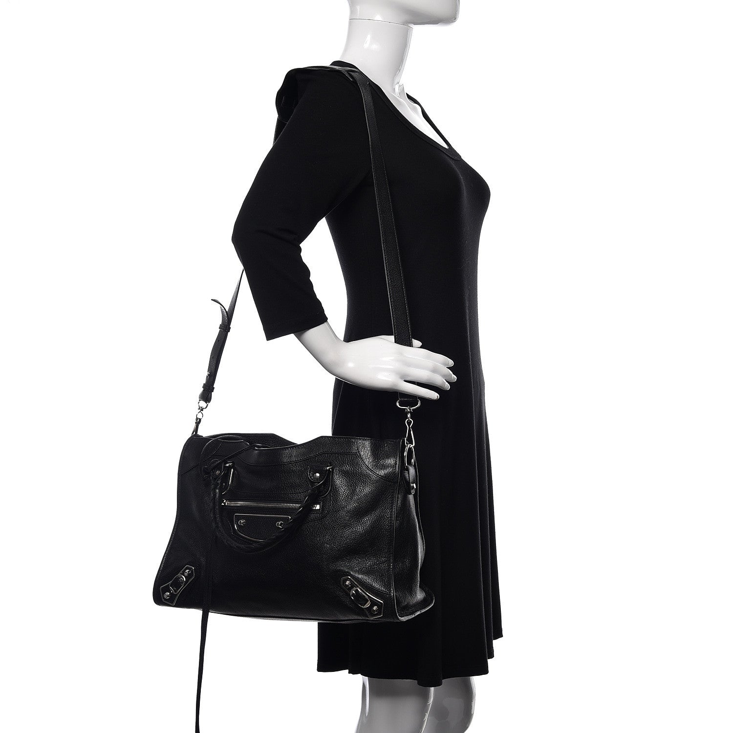 Balenciaga Chevre Silver Metallic Edge Hardware City Black 2 of 11