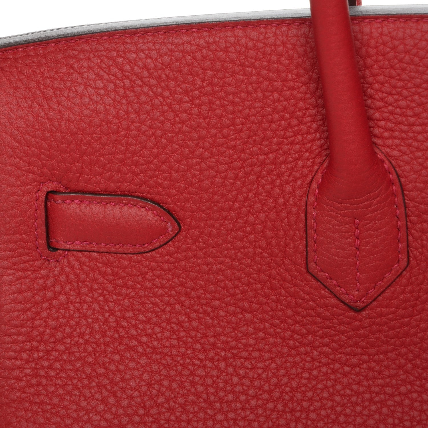 Hermes Taurillon Clemence Horseshoe Birkin 35 Rouge Casaque 11 of 24