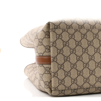 Gucci GG Supreme Monogram Emblem Large Tote Bag Beige Dark Brown 8 of 9