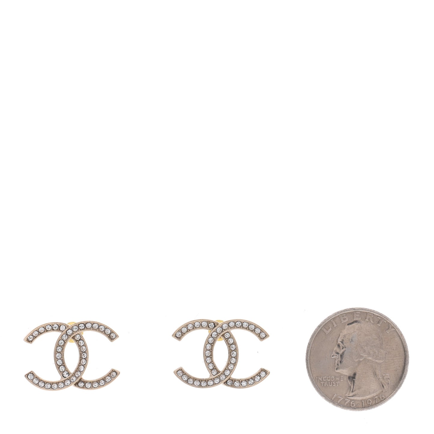 Crystal Large CC Earrings Gold
