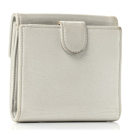 Chanel Caviar Sevruga French Compact Wallet White 2 of 4