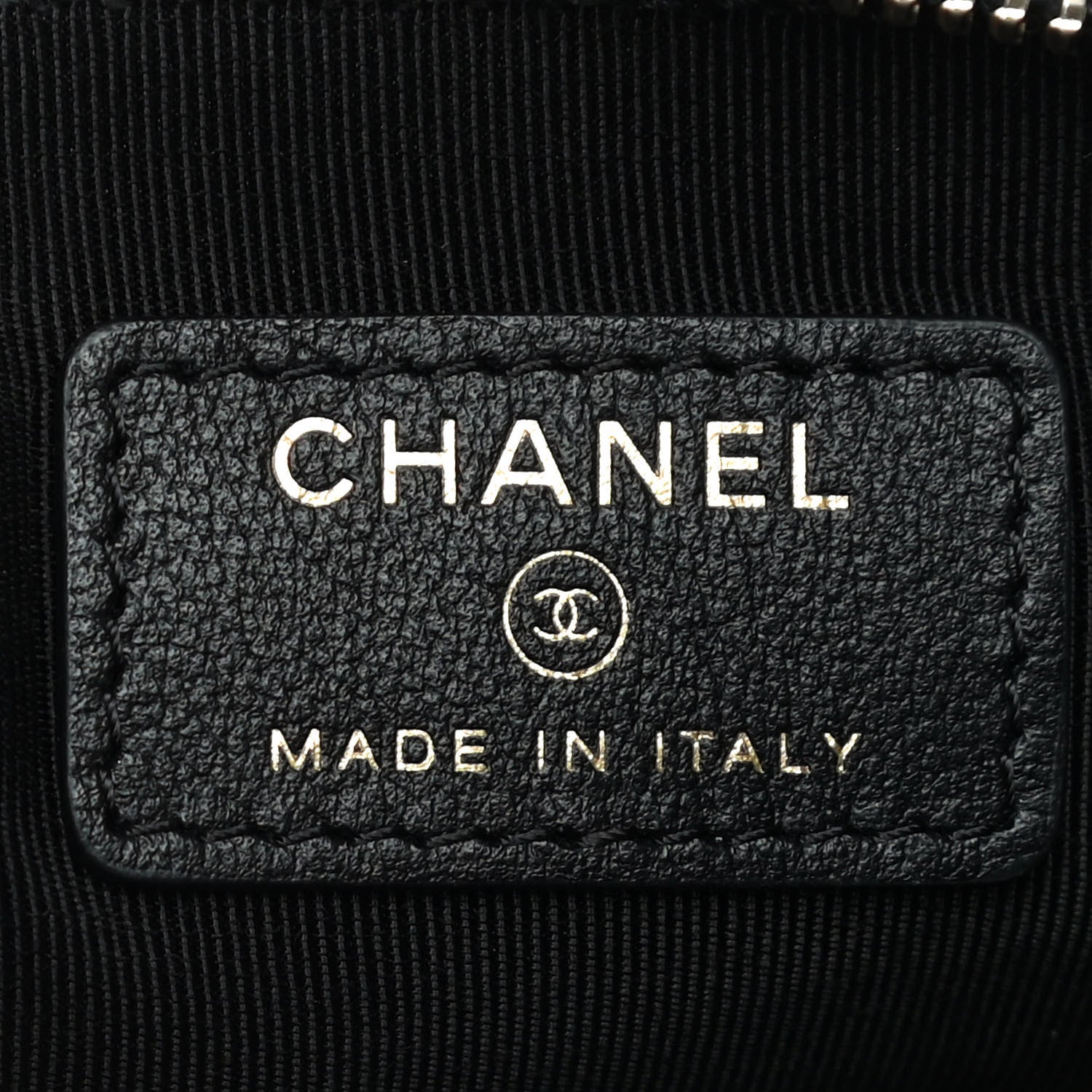 Chanel Calfskin Crocodile Embossed Cocodile Cosmetic Case Black Gold 6 of 13
