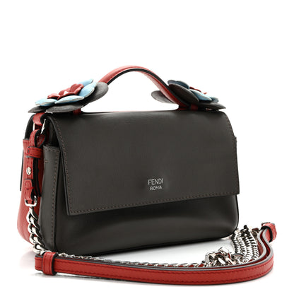 Fendi Vitello Dolce Flowerland Bi-Color Studded Micro Double Baguette Bloody Mary Carbone 3 of 10