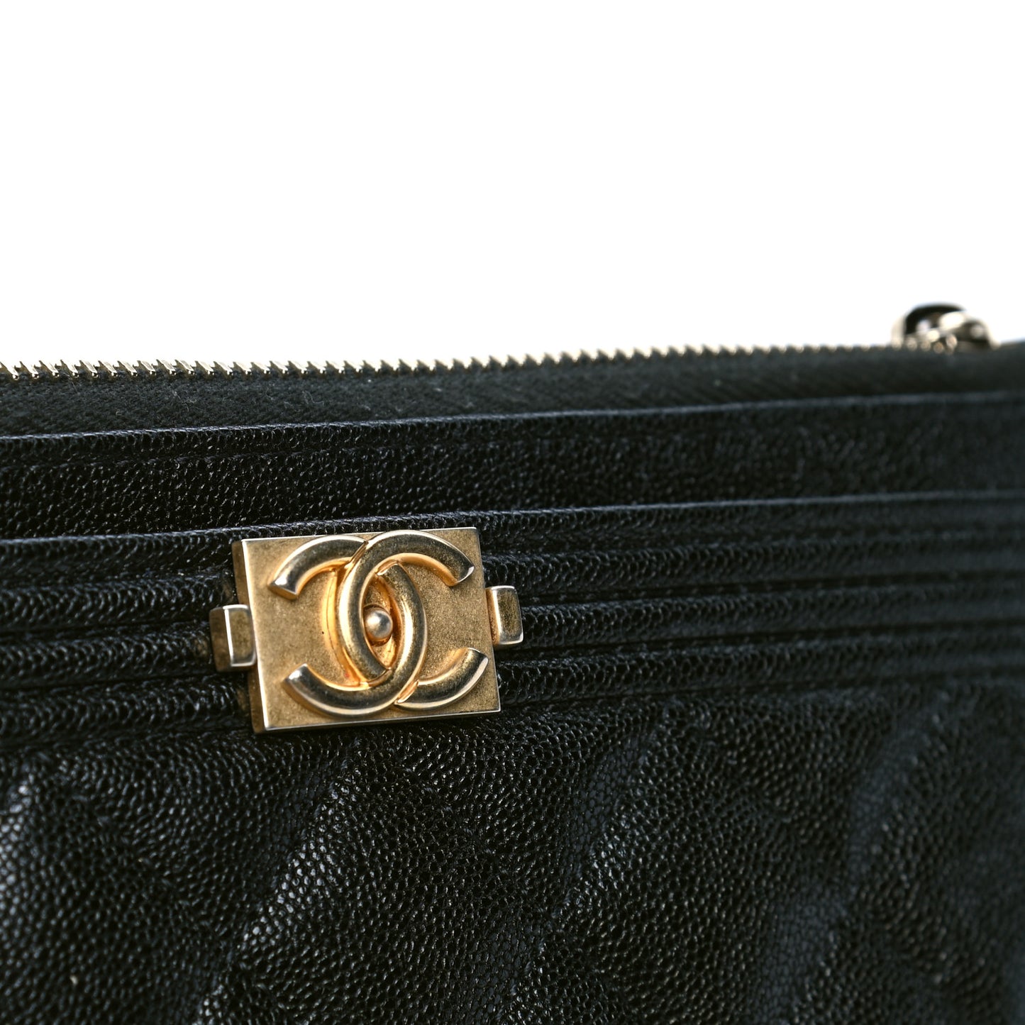 Caviar Quilted Classic Zip Boy Pouch Black