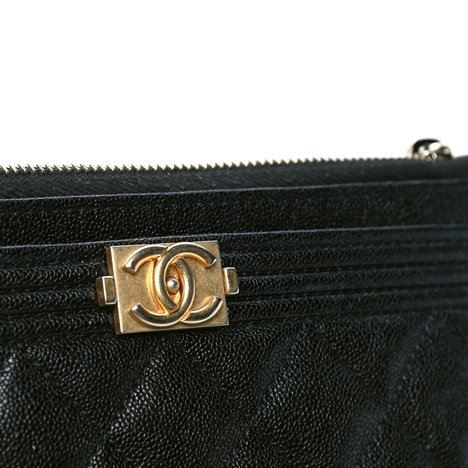 Chanel Caviar Quilted Classic Zip Boy Pouch Black 5 of 6
