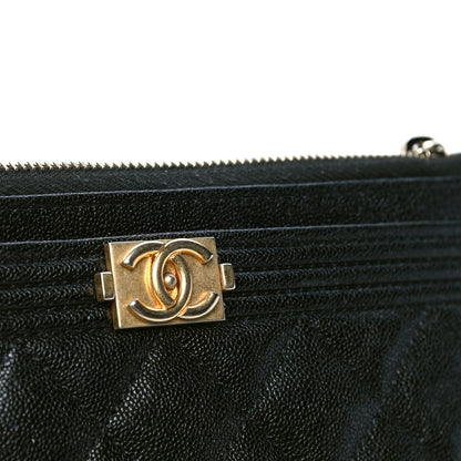 Chanel Caviar Quilted Classic Zip Boy Pouch Black 5 of 6