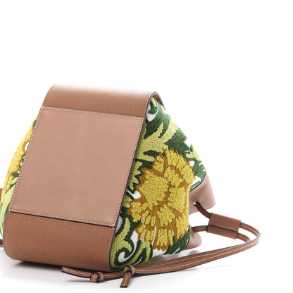 Loewe Calfskin Embroidered Floral Small Hammock Shoulder Bag Tan Yellow 7 of 10