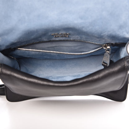 Prada Glace Calfskin Studded Etiquette Flap Black 8 of 10