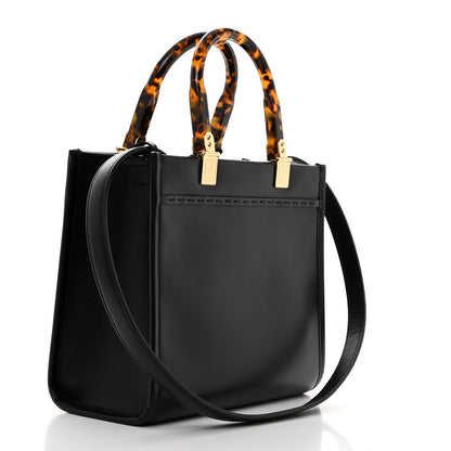 Fendi Vitello King Plexiglass Logo Embossed Small Fendi Sunshine Shopper Tote Black 3 of 11