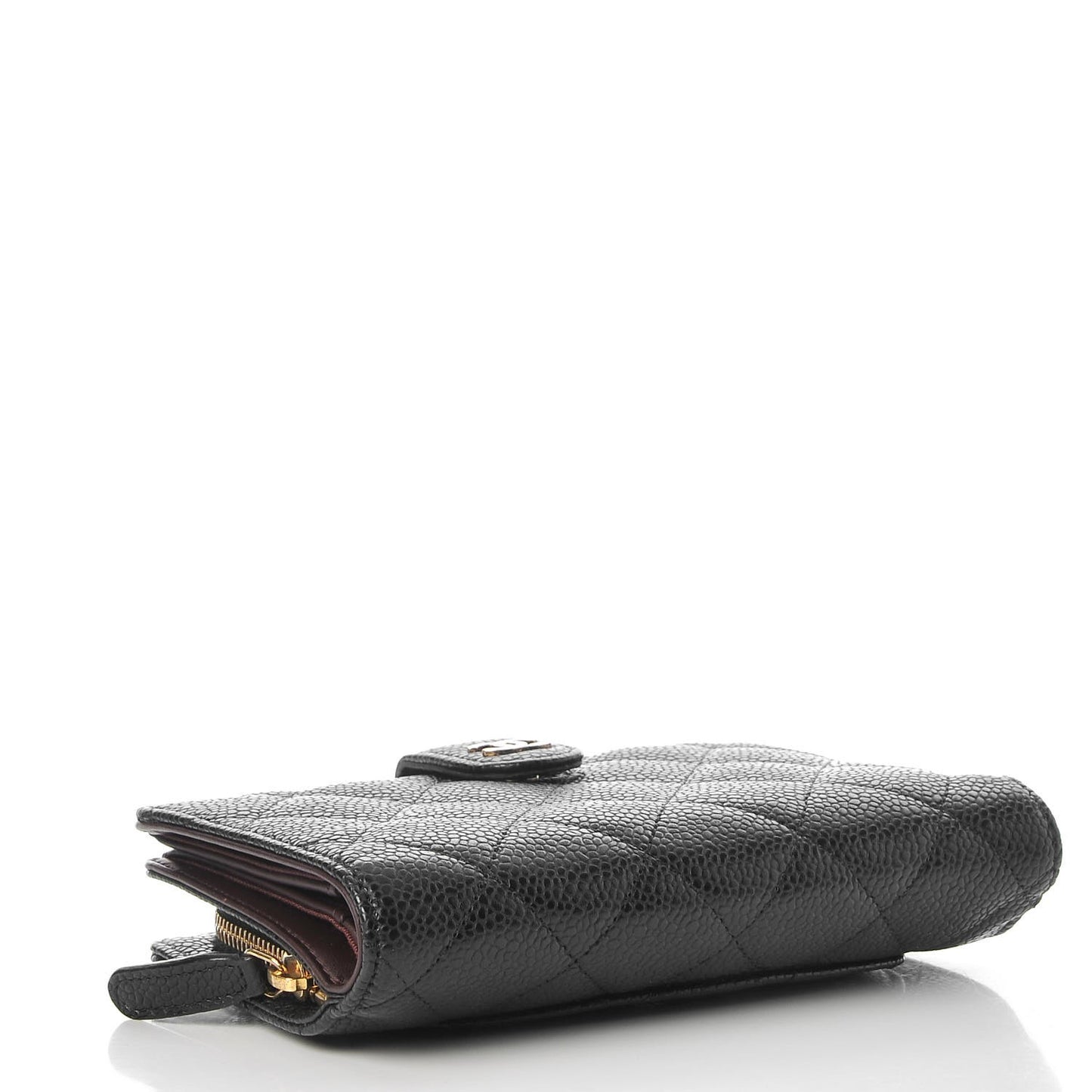 Caviar Quilted Zipped Pocket Wallet Black