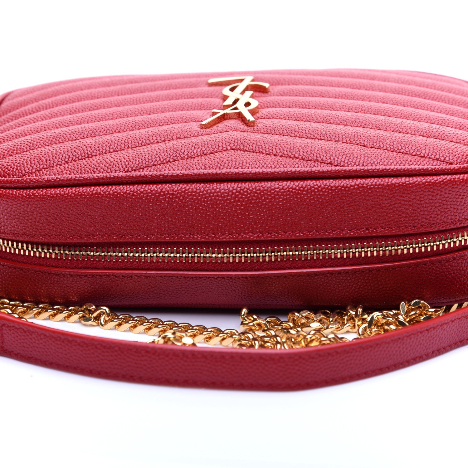 Saint Laurent Grain De Poudre Matelasse Monogram Mini Lou Camera Bag Eros Red 12 of 13