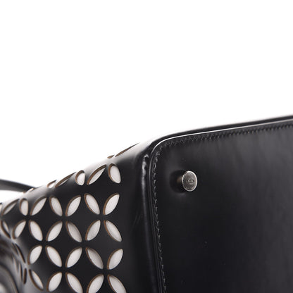 Alaia Calfskin Laser Cut Petale Mina 32 Bag Black White 12 of 14