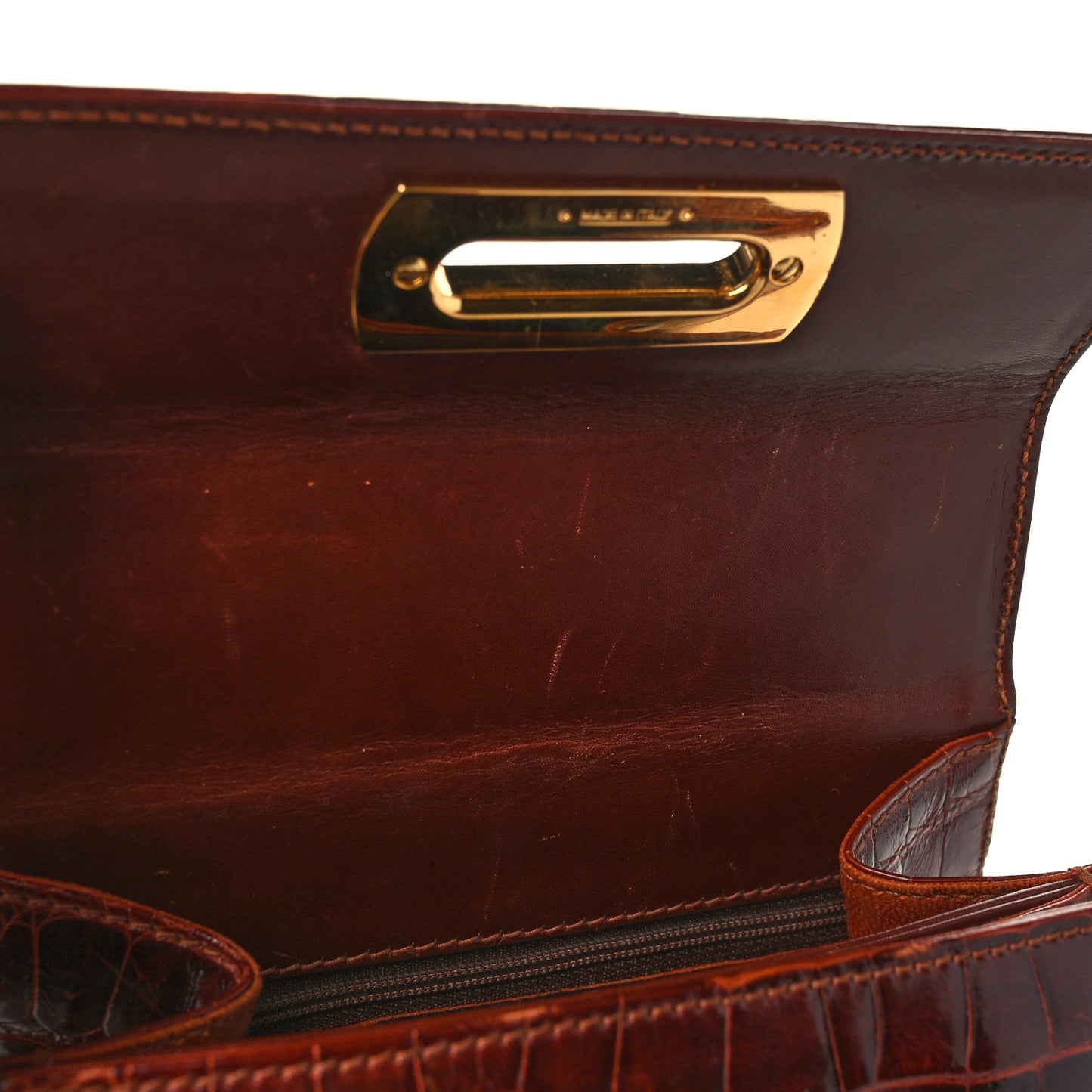 Crocodile Gancini 2-Way Top Handle Bag Brown