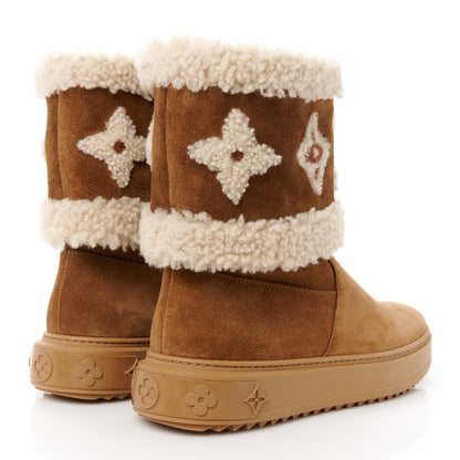 Louis Vuitton Suede Calfskin Shearling Snowdrop Flat Ankle Boot 37.5 Cognac 4 of 8