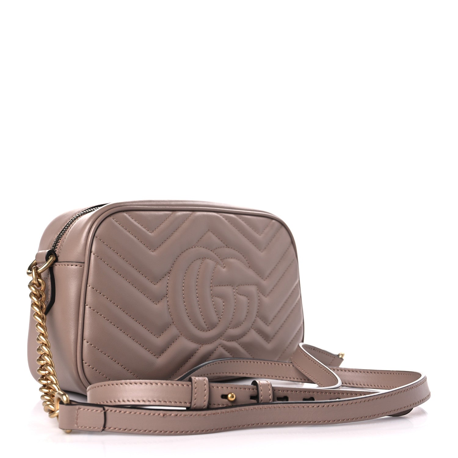 Gucci Calfskin Matelasse Small GG Marmont Chain Shoulder Bag Porcelain Rose 3 of 10