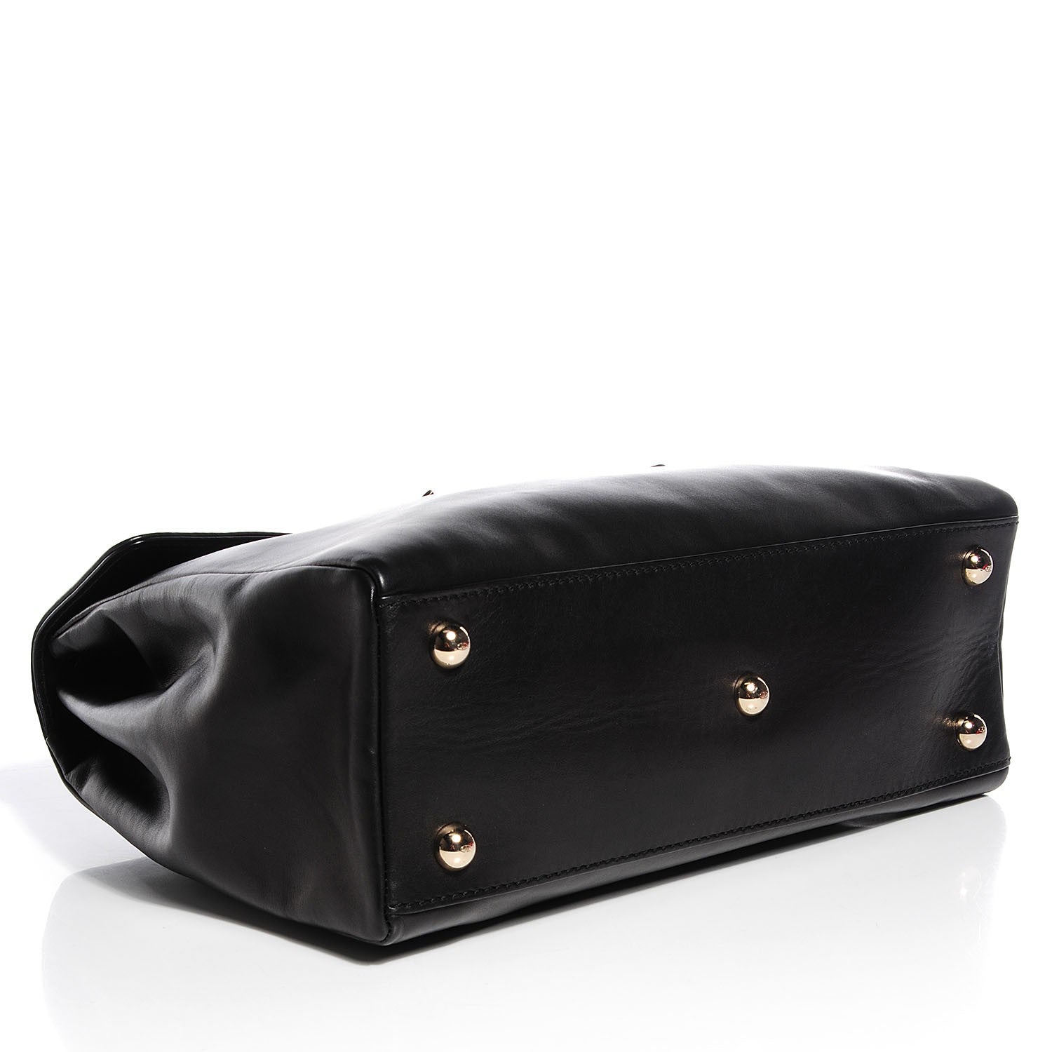 Valentino Garavani Vitello Large Rockstud Single Handle Flap Satchel Black 4 of 8