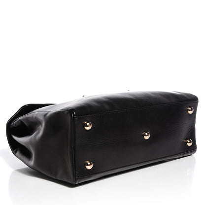 Valentino Garavani Vitello Large Rockstud Single Handle Flap Satchel Black 4 of 8