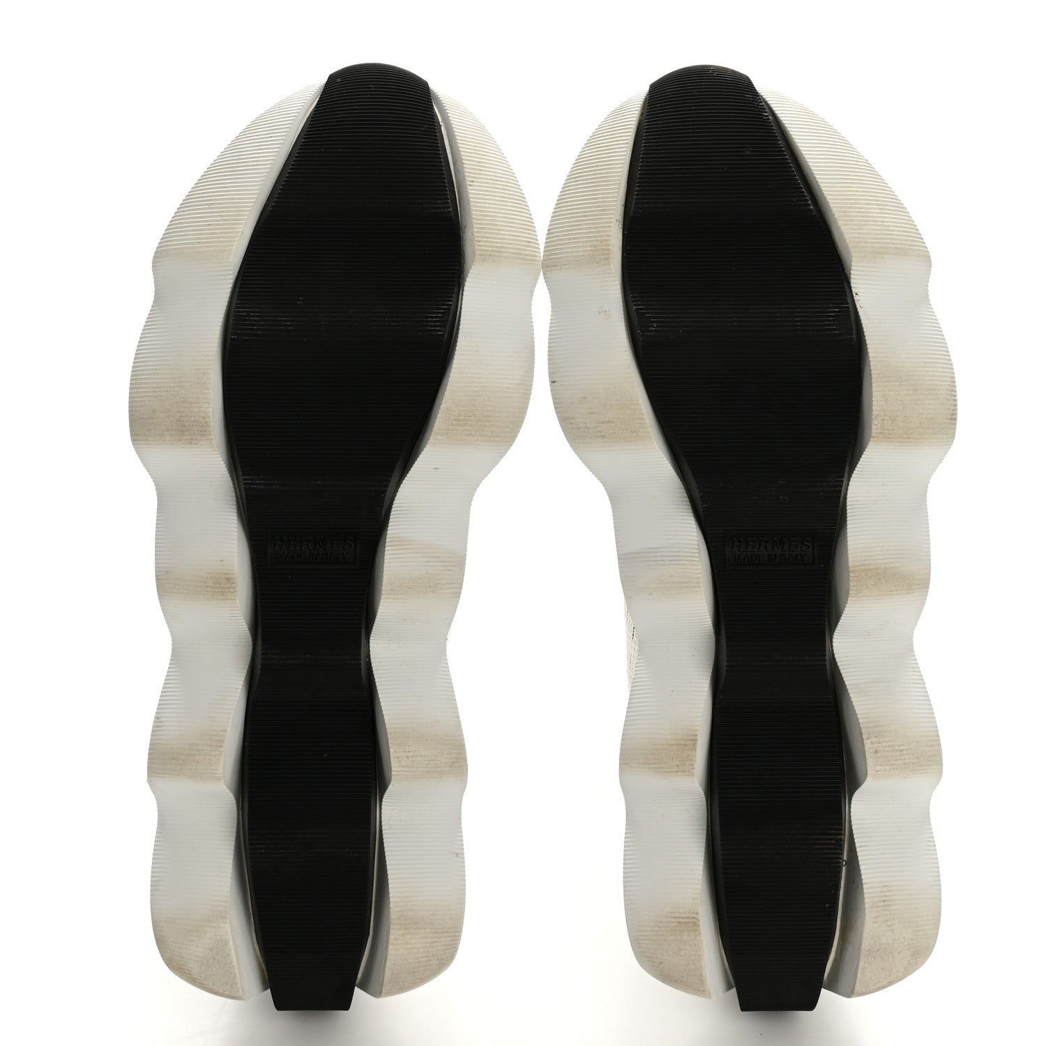 Hermes Technical Canvas Goatskin Womens Eclair Sneakers 37.5 White Orange 6 of 10