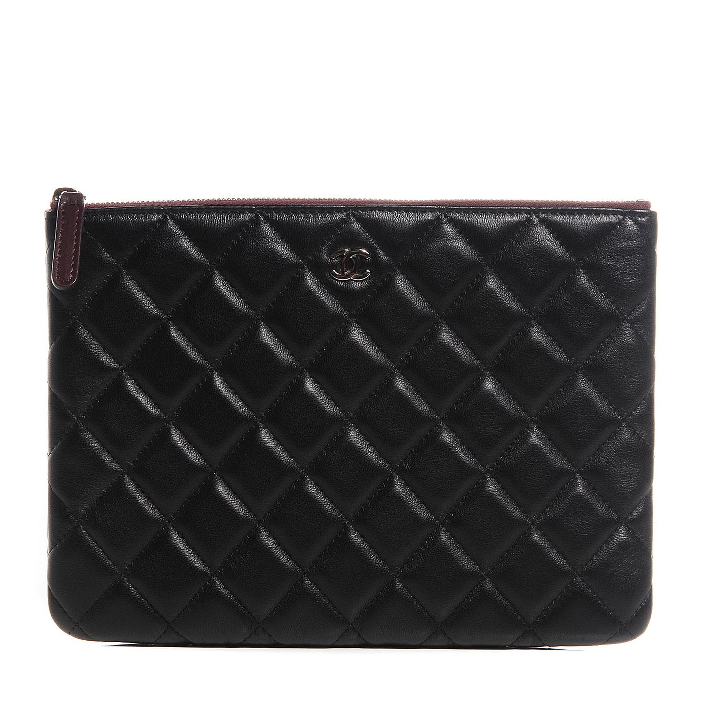 Lambskin Quilted Medium Cosmetic Case Black