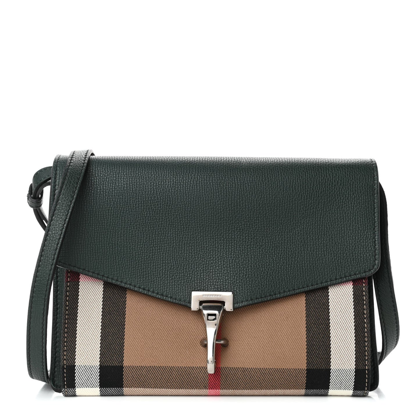 Derby Calfskin House Check Small Macken Crossbody Bag Dark Bottle Green