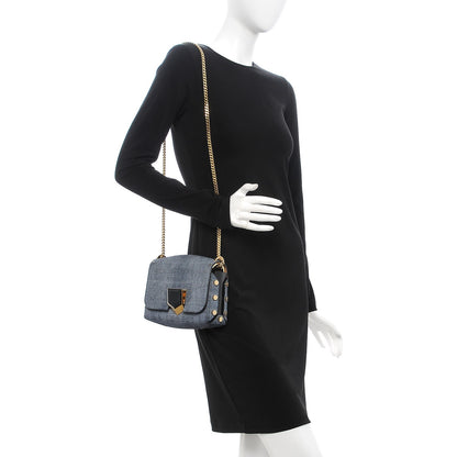 Jimmy Choo Denim Calfskin Lockett Petite Shoulder Bag Light Indigo 2 of 11
