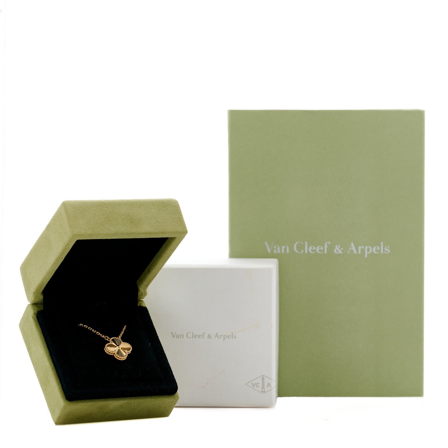 Van Cleef & Arpels 18K Yellow Gold Guilloche Vintage Alhambra Pendant Necklace 7 of 7