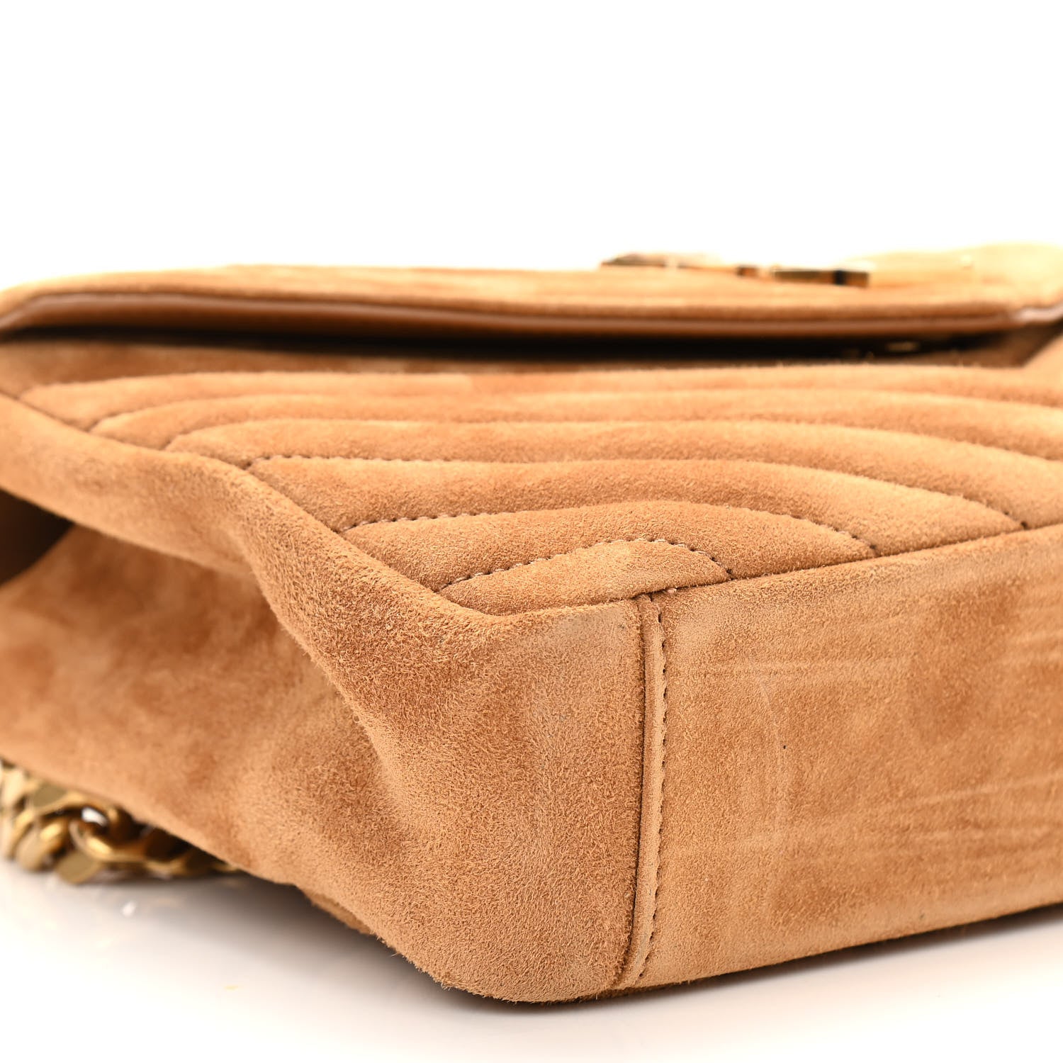 Saint Laurent Suede Matelasse Chevron Monogram Medium College Bag Cinnamon 9 of 11