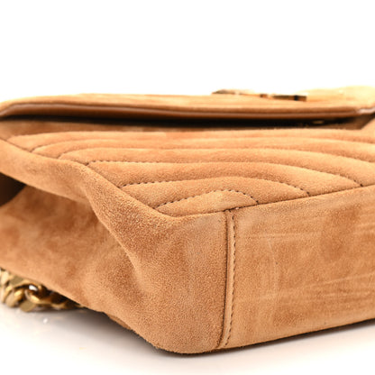 Saint Laurent Suede Matelasse Chevron Monogram Medium College Bag Cinnamon 9 of 11