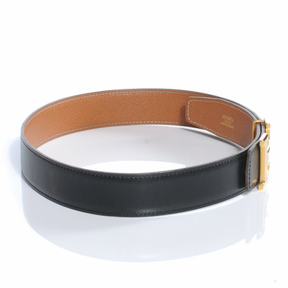 Hermes Box Courchevel 32mm H Belt 65 Black Gold 4 of 6