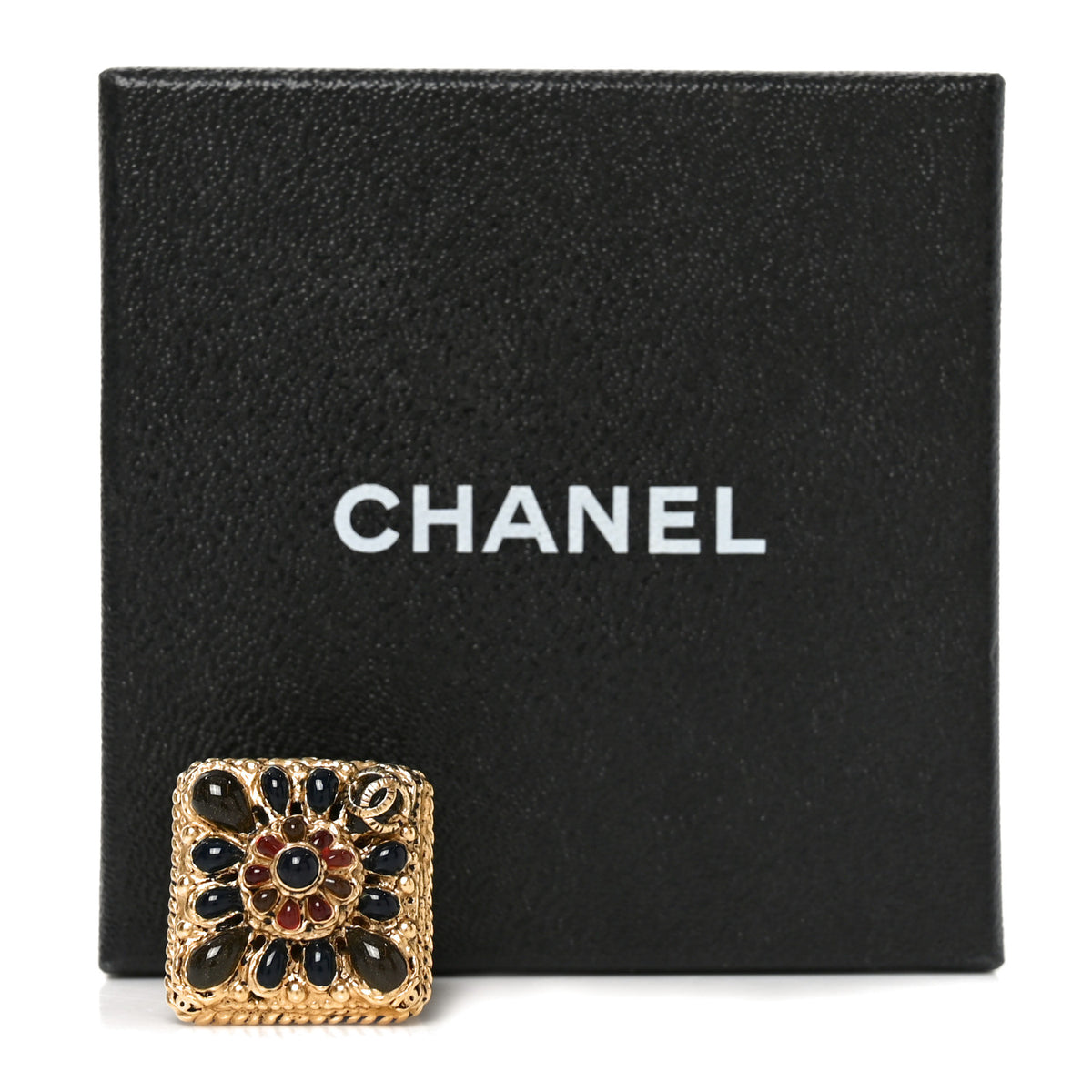 Chanel Enamel Gripoix CC Ring 52 6 Gold Burgundy 5 of 5