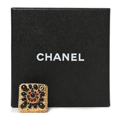 Chanel Enamel Gripoix CC Ring 52 6 Gold Burgundy 5 of 5