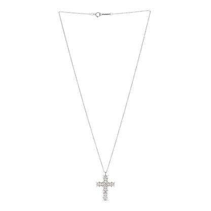 Tiffany Platinum Diamond Schlumberger Ten Stone Cross Pendant Necklace 3 of 7