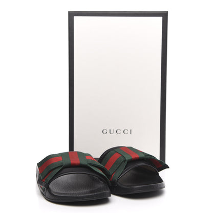 Gucci Satin Web Bow Slide Sandals 37 Black 7 of 7