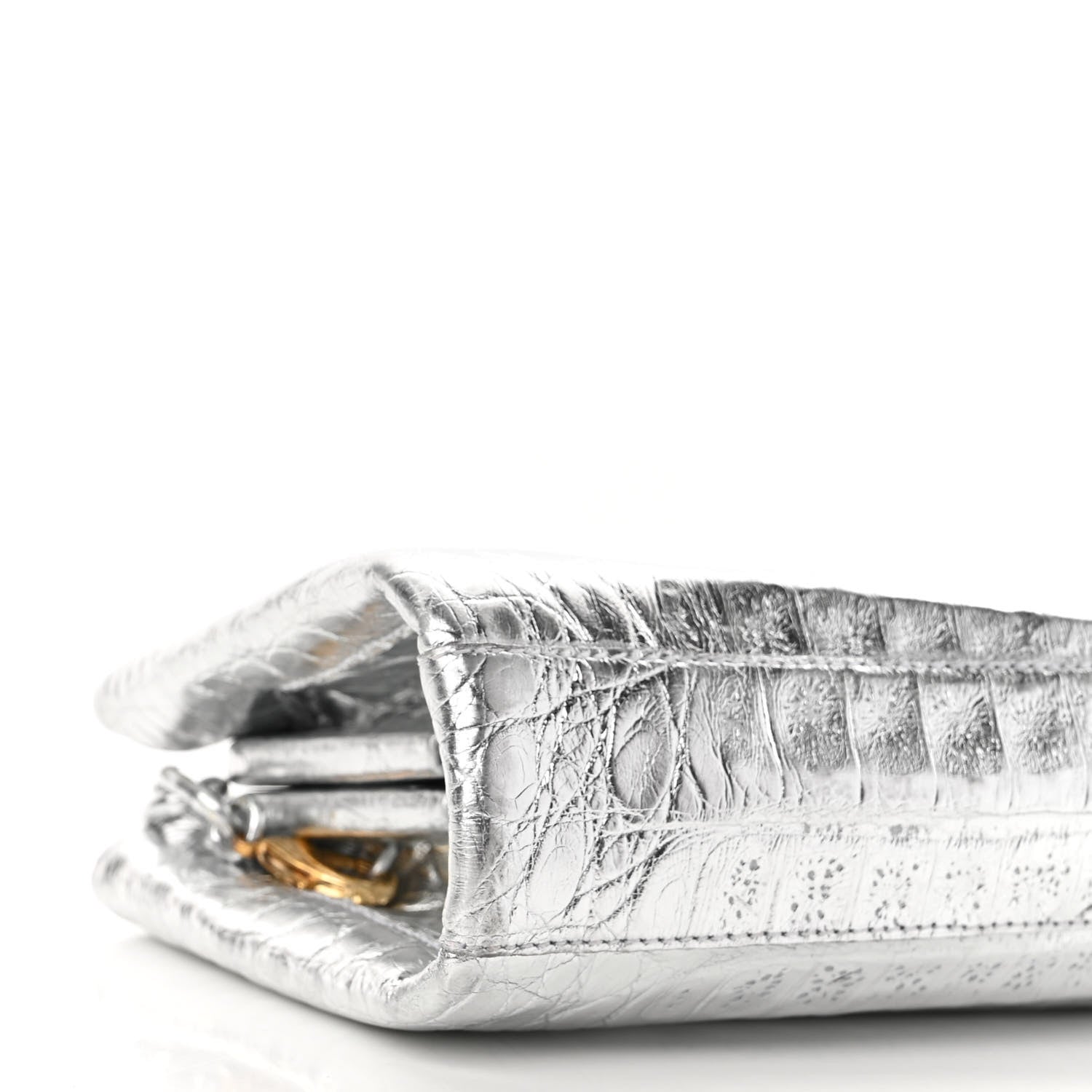 Nancy Gonzalez Metallic Crocodile Chain Clutch Silver 9 of 11