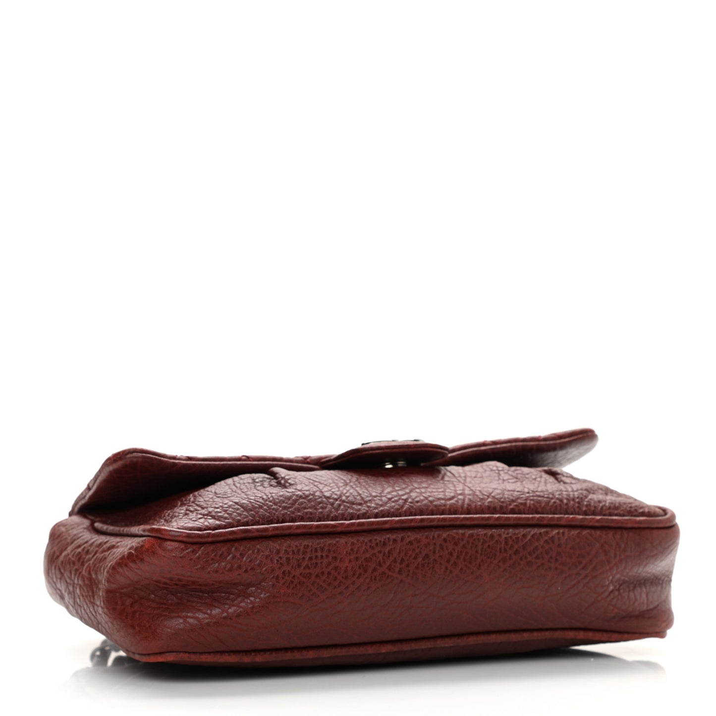 Distressed Lambskin Lady Braid Flap Burgundy