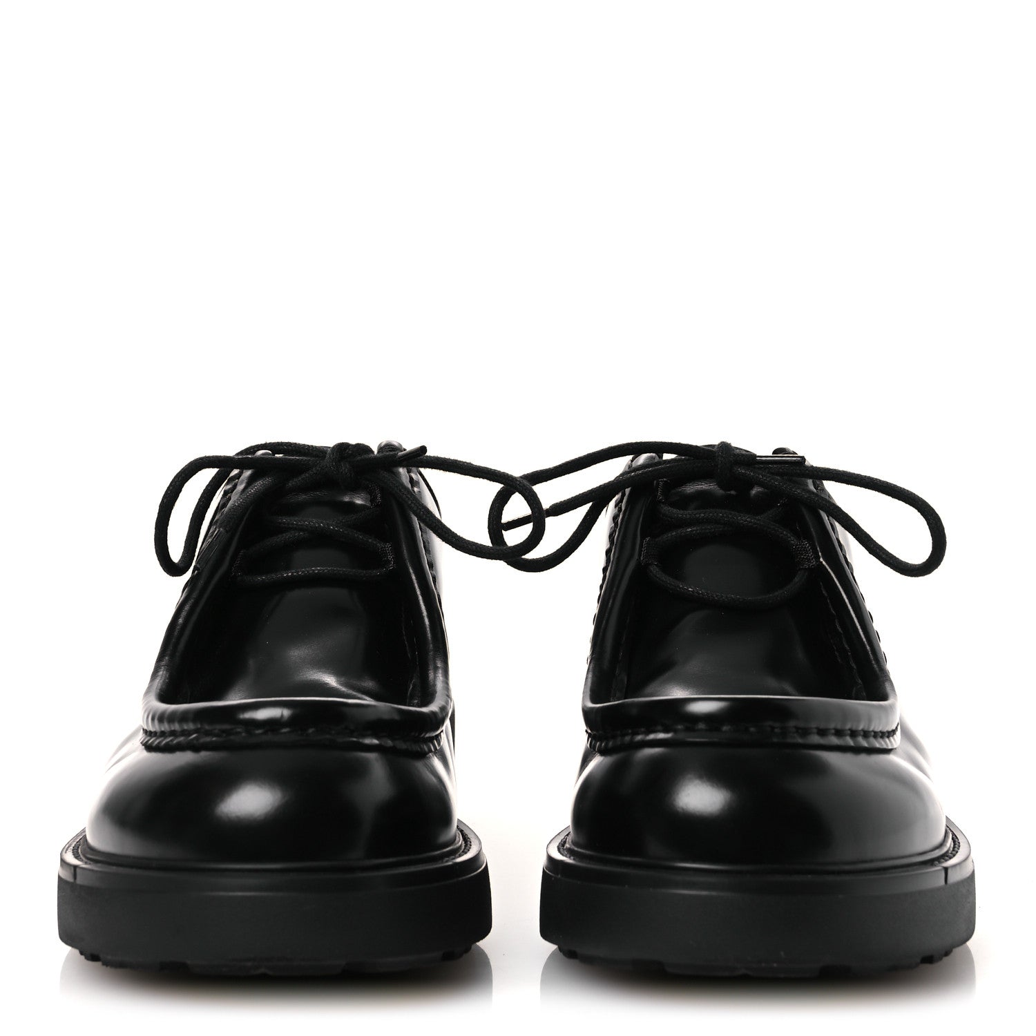 Prada Spazzolato Diapason Mens Lace Up Derby Loafers 9 Black 3 of 14