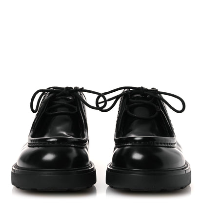 Prada Spazzolato Diapason Mens Lace Up Derby Loafers 9 Black 3 of 14