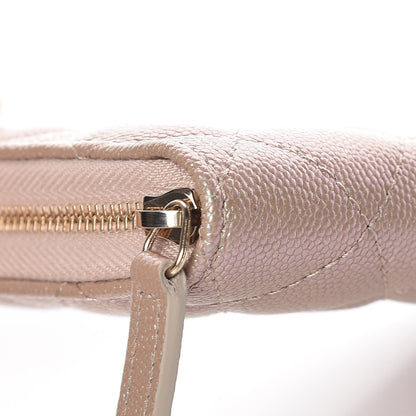 Chanel Iridescent Caviar Quilted Medium Zip Around Wallet Beige 10 of 11