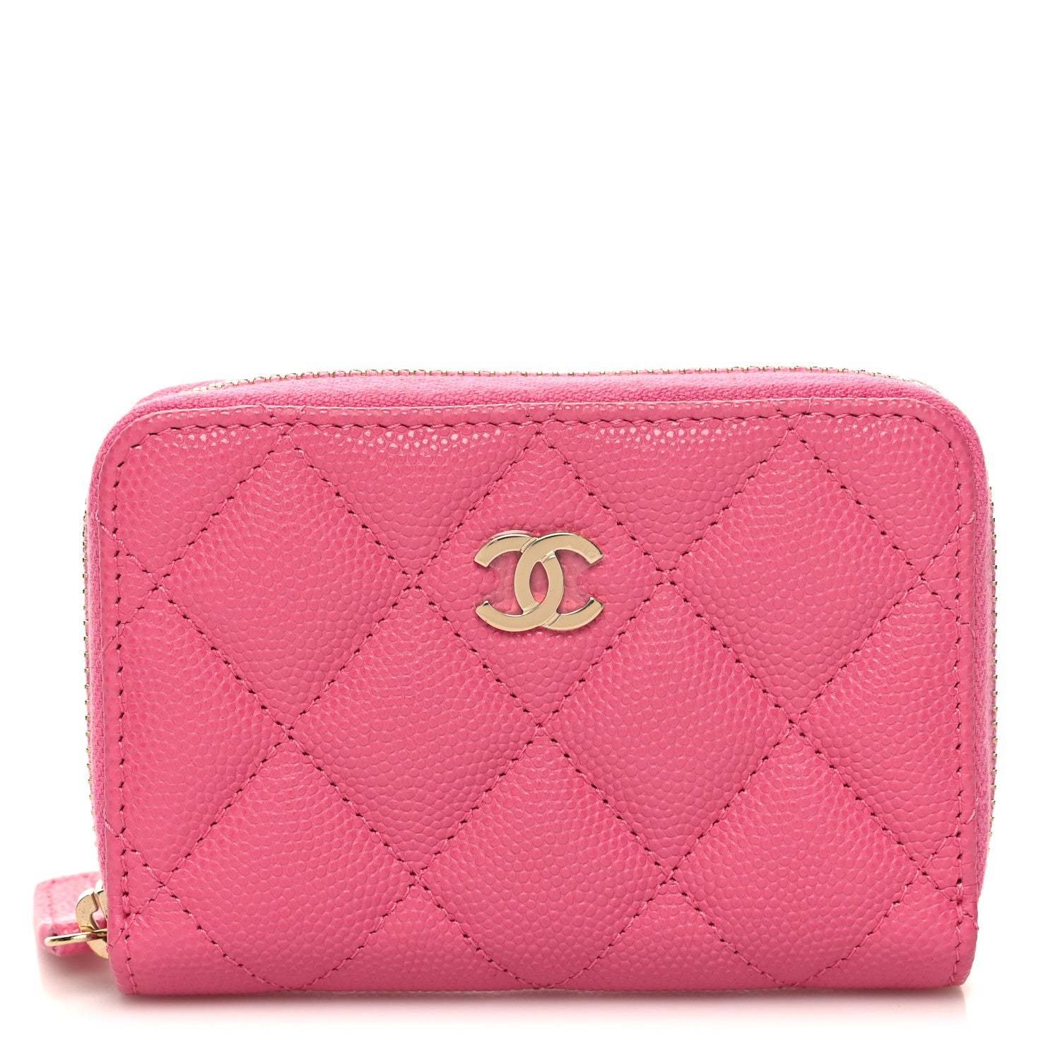 Chanel Caviar Quilted Zip Coin Purse Pink 1 of 8