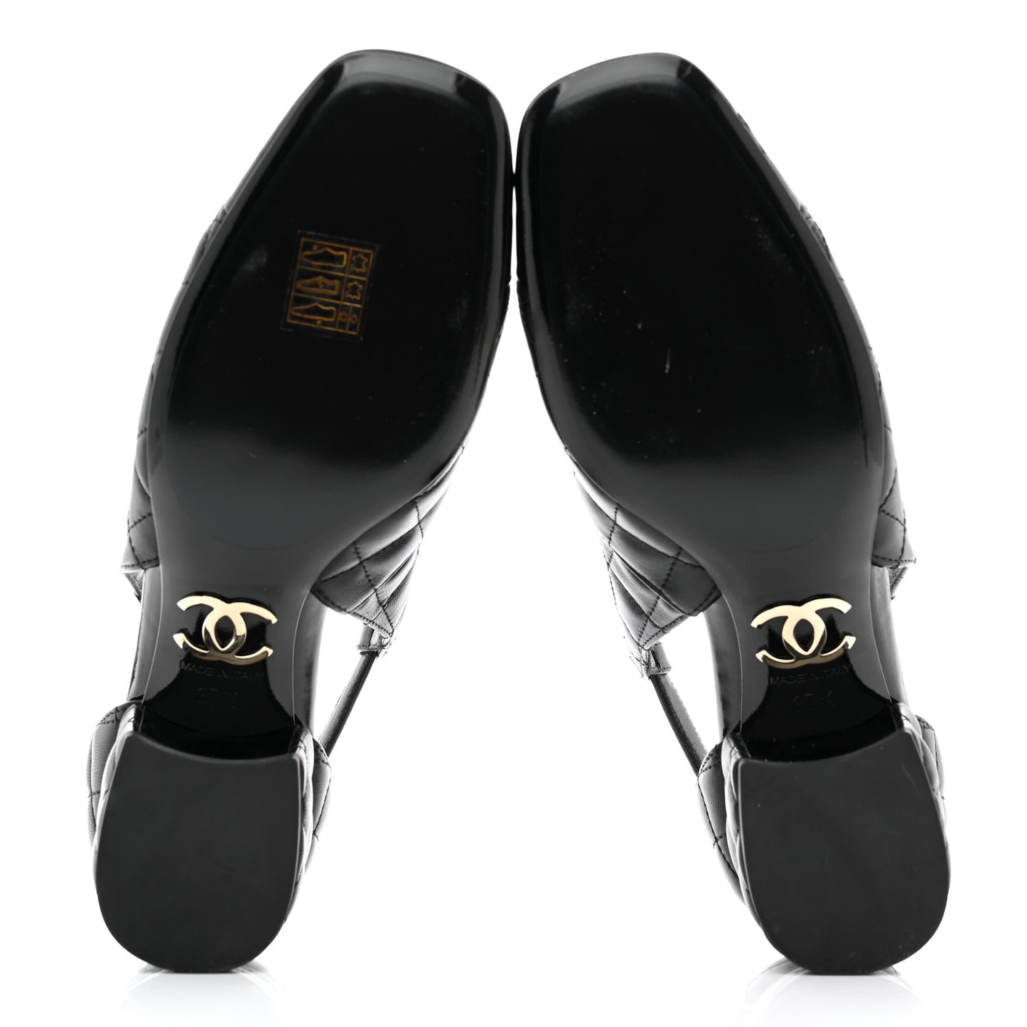 Lambskin Patent Quilted Cap Toe Mary Jane Flats 37.5 Black