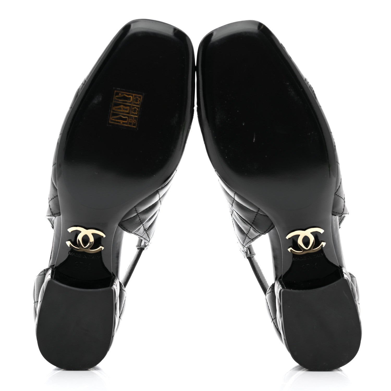 Chanel Lambskin Patent Quilted Cap Toe Mary Jane Flats 37.5 Black 5 of 9
