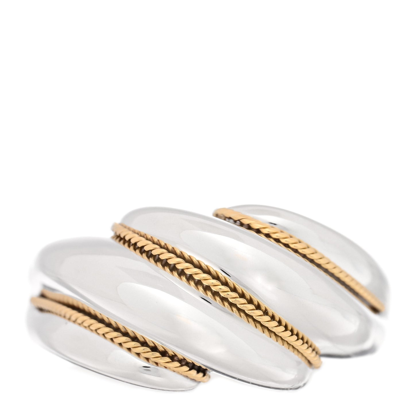 Sterling Silver 18K Yellow Gold Wave Ring 62 10